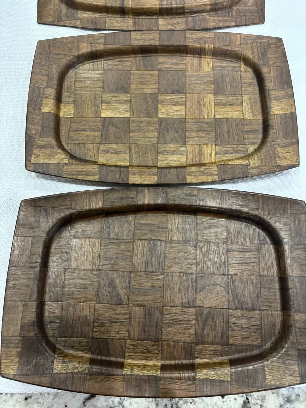 MCM Vintage Weavewood Minneapolis Walnut Serving Platter Charcuterie Board 4 set